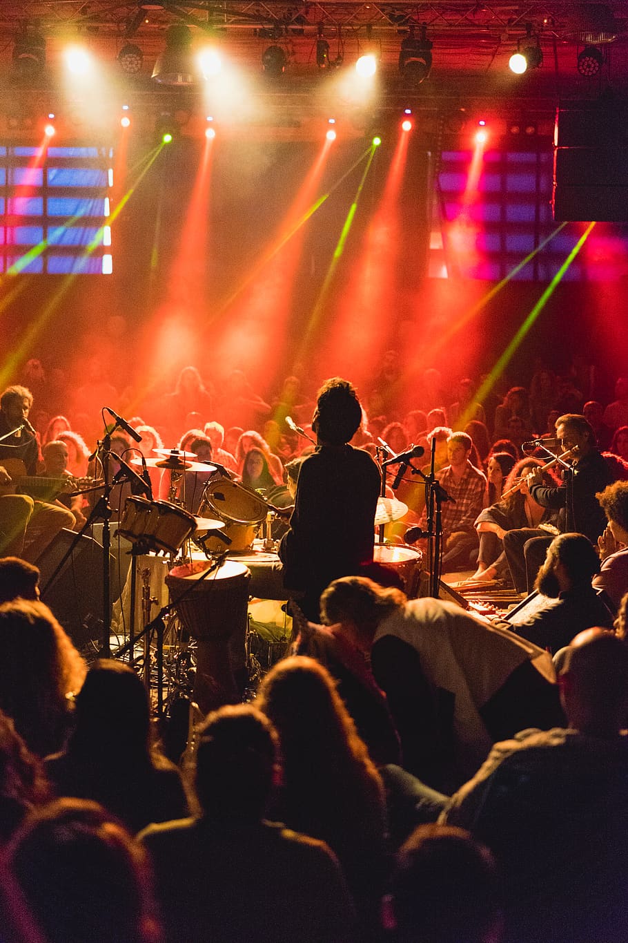 man playing drums, people, music, concert, crowd, audience, person HD wallpaper