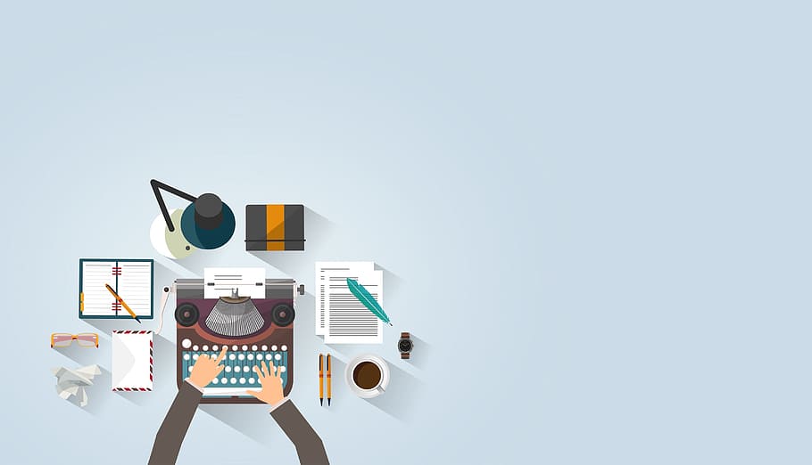 Writer Typing - Typewriter - Work Desk - Author - With Copyspace