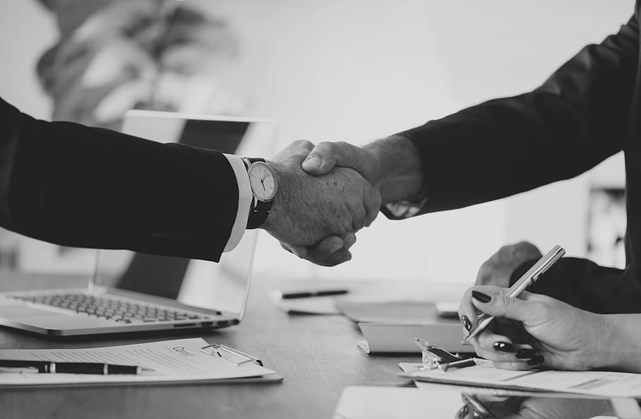Grayscale Photo of Person's Shake Hands, achievement, agreement, HD wallpaper