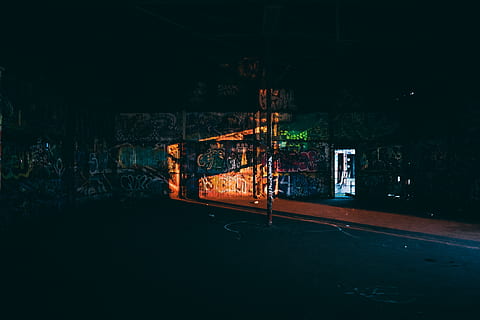 Graffiti Art at Night, asphalt, dark, evening, landscape, light HD wallpaper