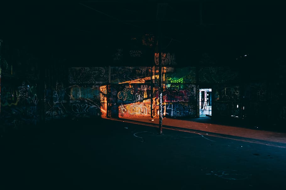 Graffiti Art at Night, asphalt, dark, evening, landscape, light HD wallpaper