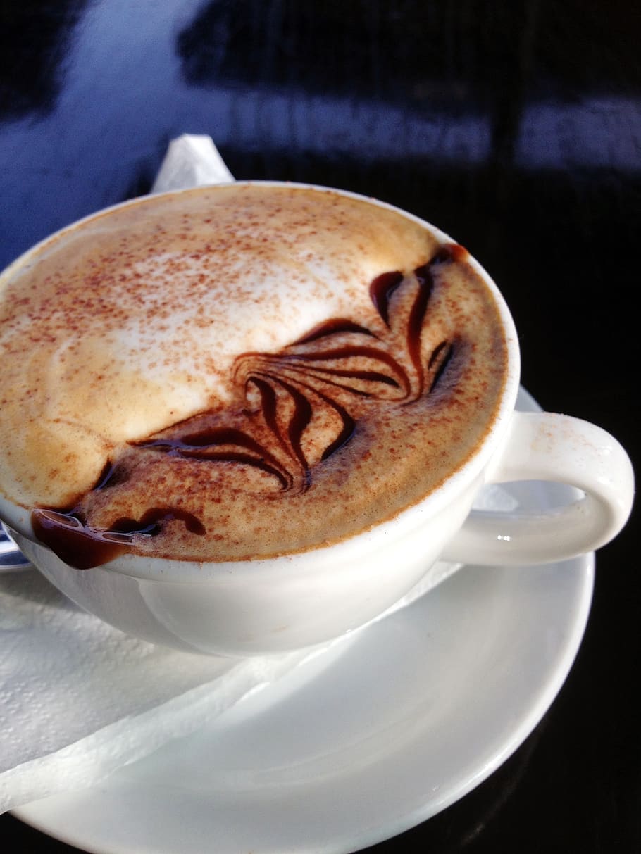 Cappuccino On White Ceramic Cup With Saucer, beverage, caffeine HD wallpaper
