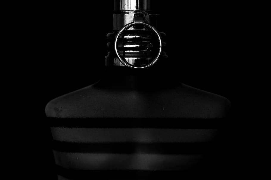 jean, paul, gaultier, bottle, perfume, indoors, black background, HD wallpaper