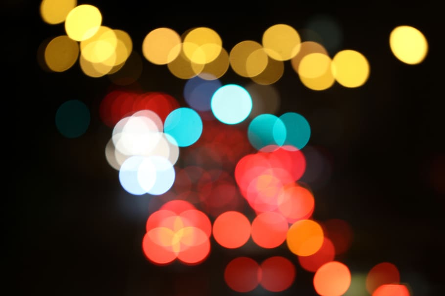 bokeh, night, dark, lights, colorful, blur, illuminated, defocused HD wallpaper