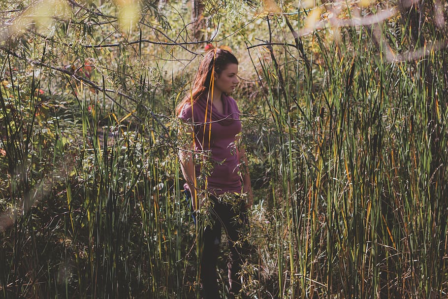 canada, uxbridge, summer, water, nature, plants, pond, girl HD wallpaper