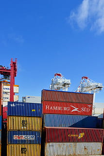 Pile Of Intermodal Containers, crane, export, heavy, import, industry HD wallpaper