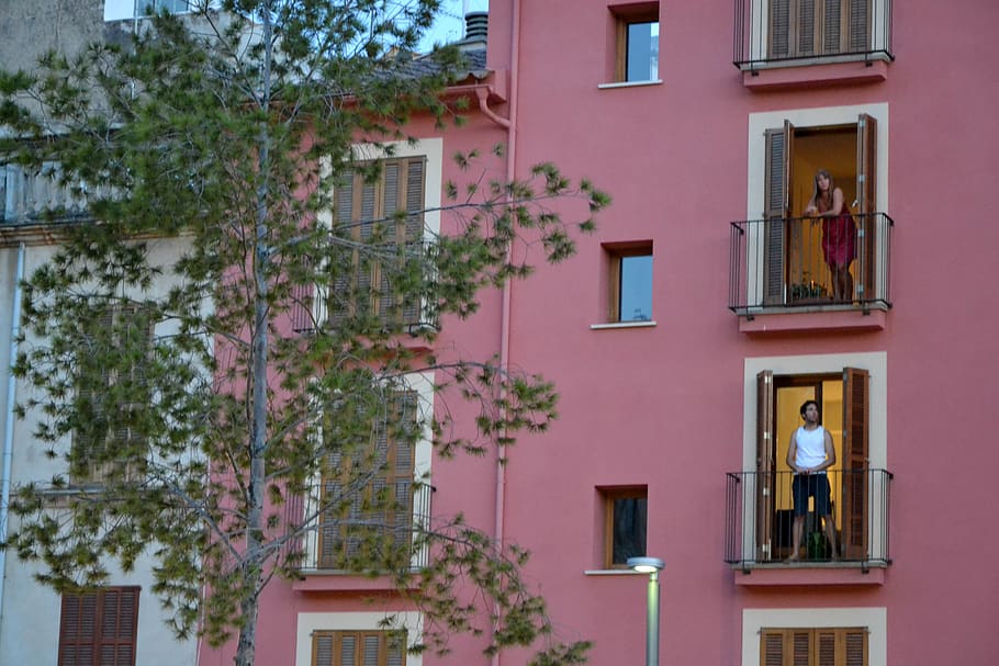 spain, palma, windows, fenêtres, people, summer, building exterior HD wallpaper