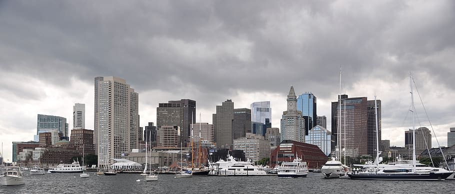 boston, skyline, skyscraper, cityscape, building, panorama HD wallpaper