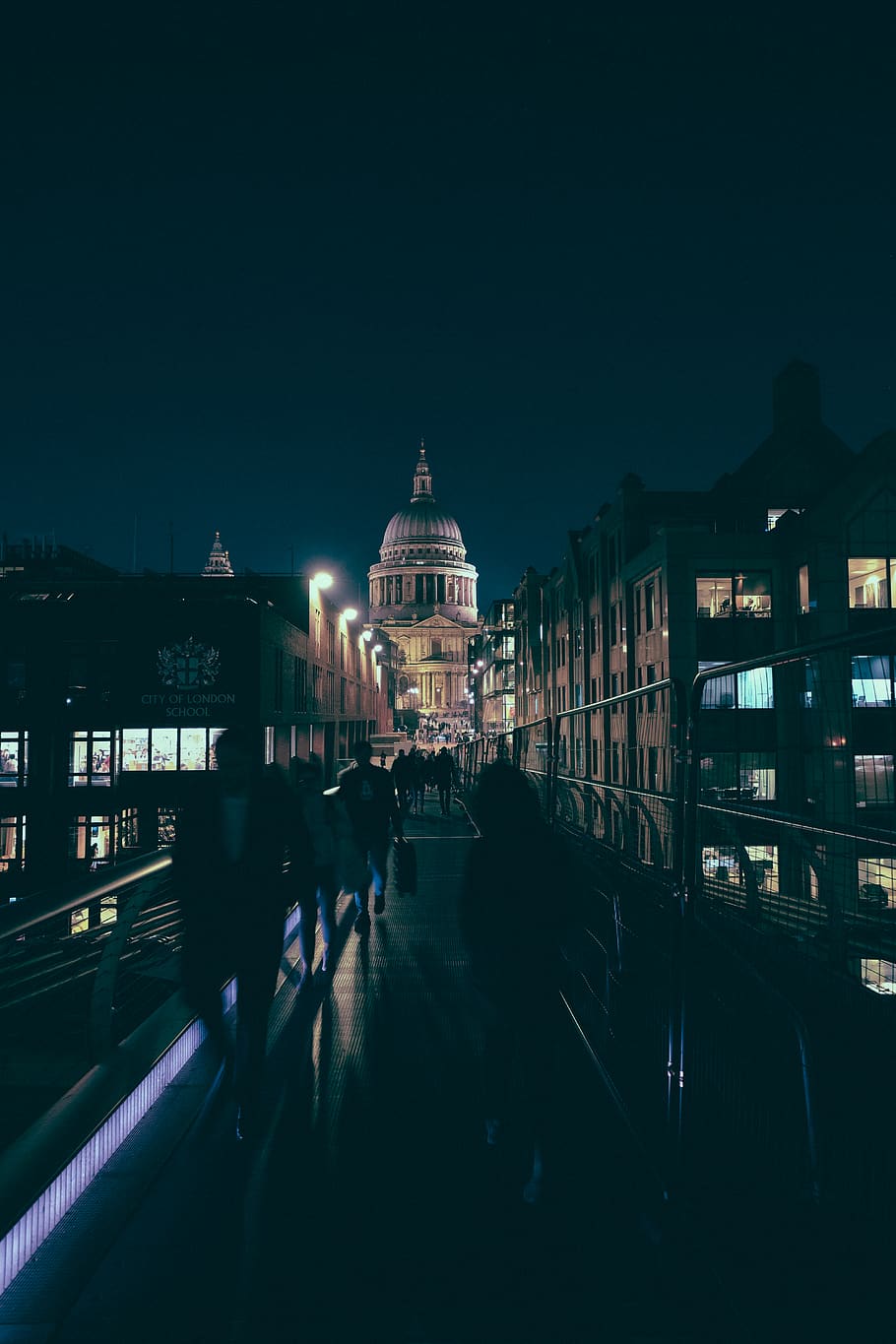 Selective Focus Photography Of People Walking Near Building During Nighttime HD wallpaper