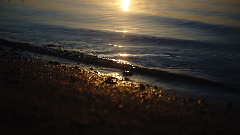 sunset, sea wave, beach, tropical beach, background, texture HD wallpaper