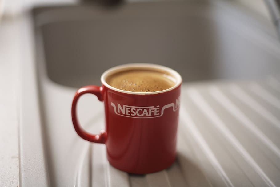 cup of Nescafe coffee, coffee cup, latte, drink, beverage, hot chocolate