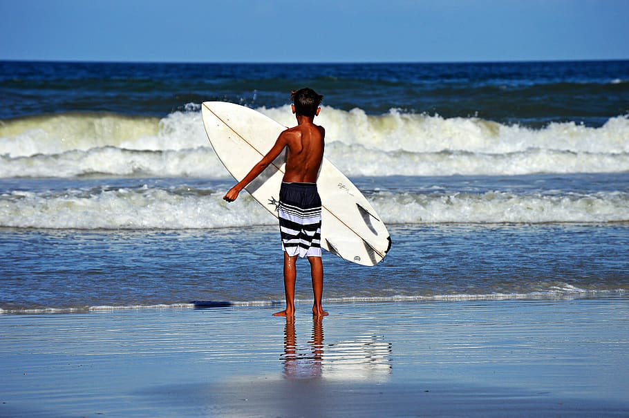 atlantic, surfer, ocean, water, sea, sky, coast, beach, wave HD wallpaper