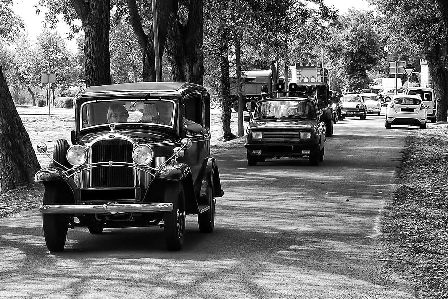 black and white, auto, oldtimer, historically, opel, 1, 2l limousine 1934 35 HD wallpaper