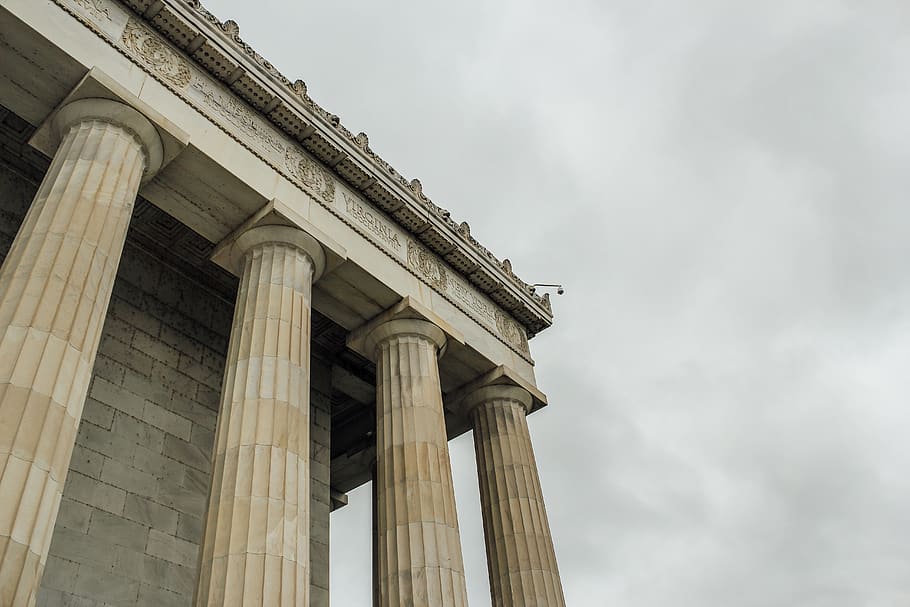 concrete pillars, structure, architecture, building, museum, stone HD wallpaper