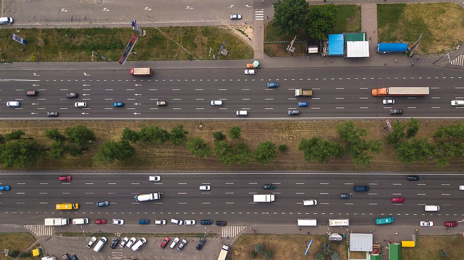 ukraine, kyiv, car, truck, road, city, circuit road, stop, traffic, HD wallpaper