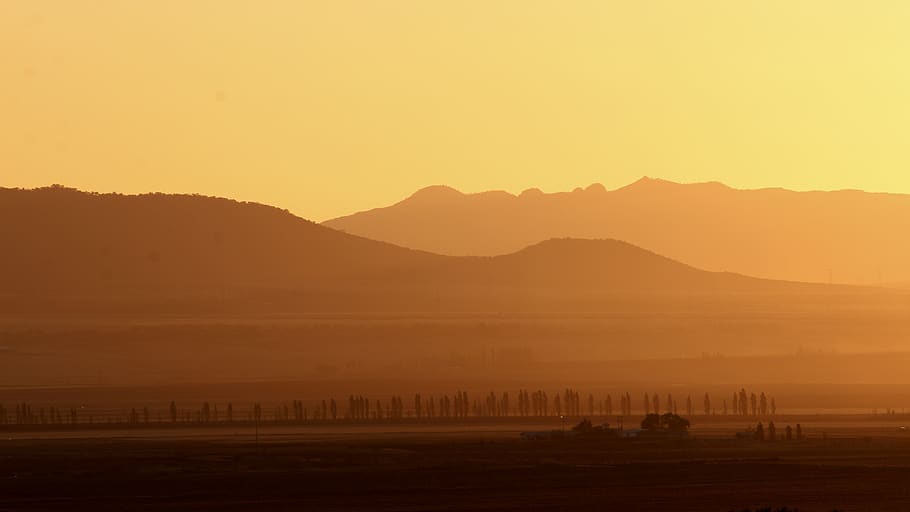 desert during dusk, nature, outdoors, mountain range, landscape HD wallpaper