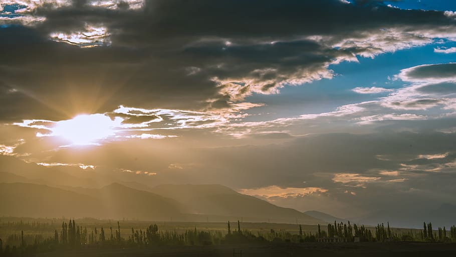 leh, sunset, nature, landscape, hill, cloud, sky, cloud - sky HD wallpaper