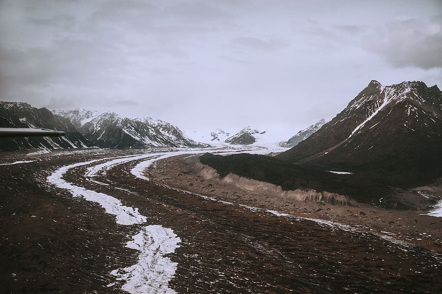 Mountain, Glacier, snow, winter, landscape, nature, sky, clouds HD wallpaper