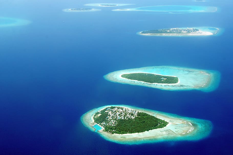 Bird's Eye View Photography Of Islands, aerial shot, daylight, HD wallpaper