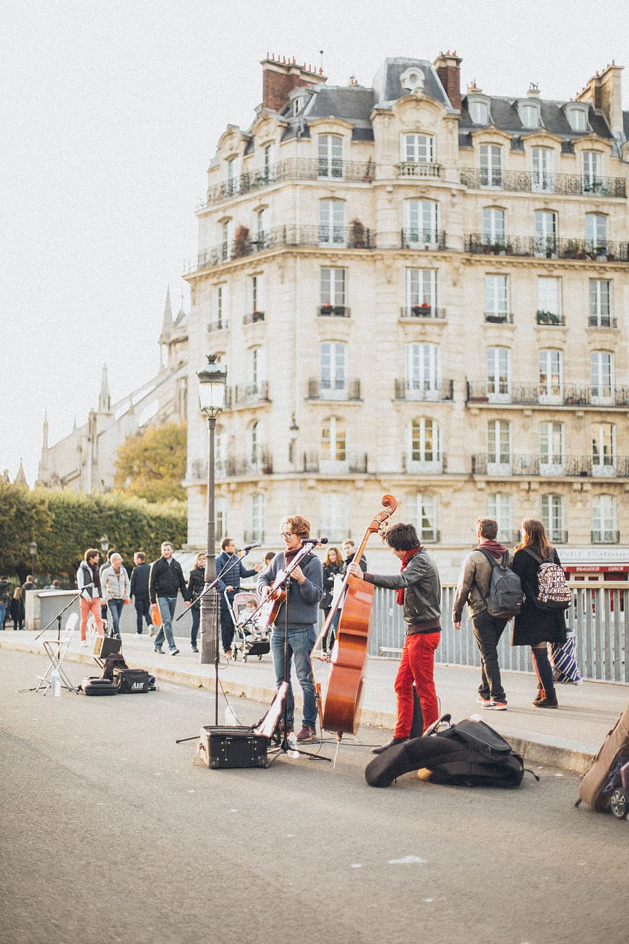 People Playing Instrument on Sidewalk, architecture, building HD wallpaper
