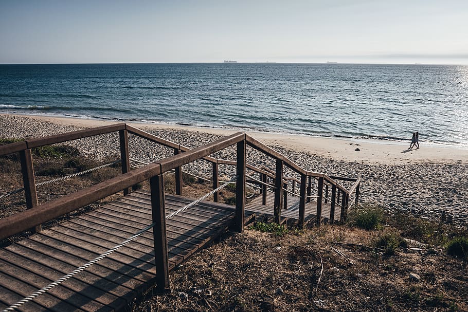 black wooden dock, banister, handrail, railing, bridge, building HD wallpaper