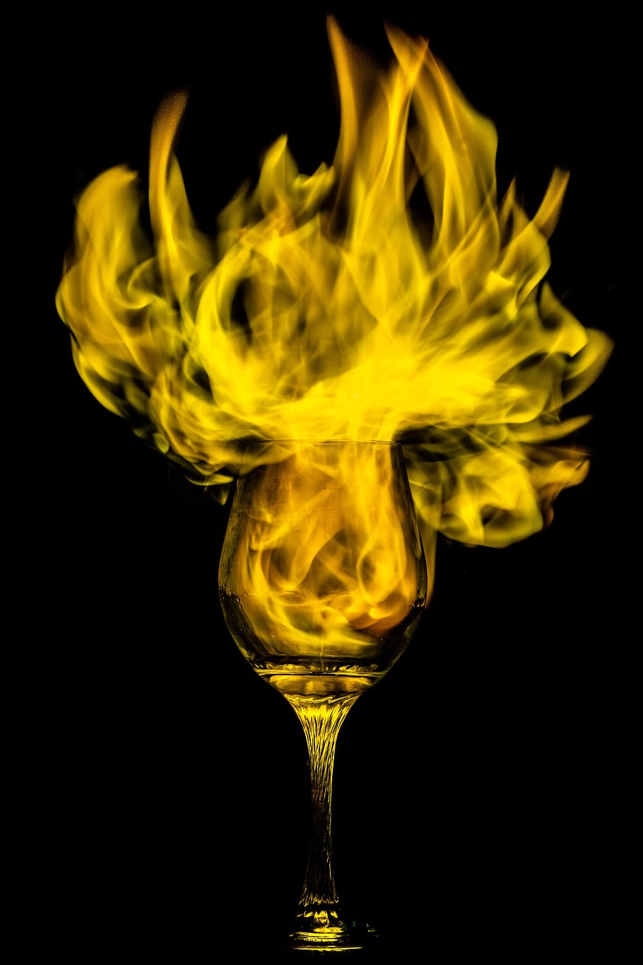 glass, fire, hot, black, wine glass, background, wallpaper HD wallpaper