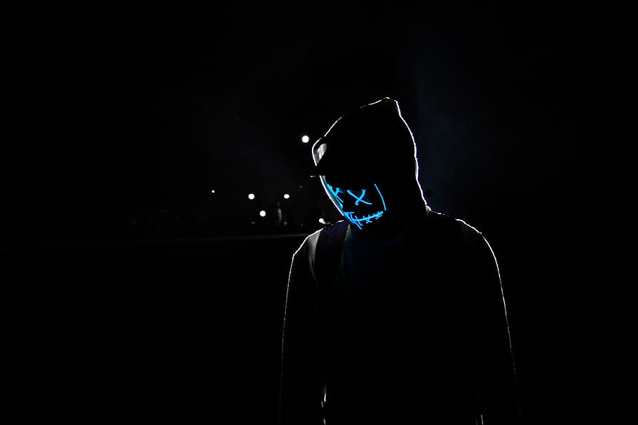 Silhouette of Man, backlit, cap, colors, colours, dark, darkness