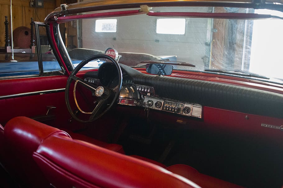 car, red, retro, dash, vintage, chrysler, 300, mode of transportation HD wallpaper