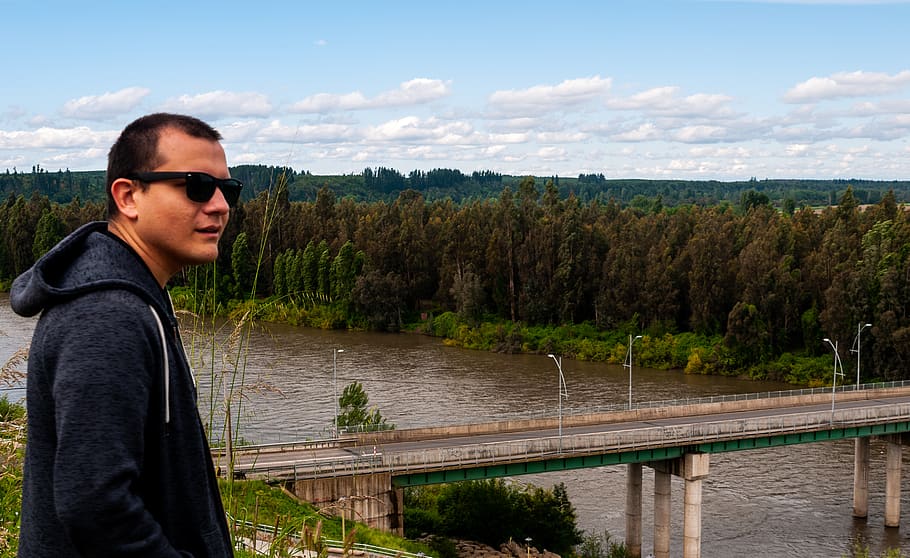 chile, nacimiento, river, water, sunglasses, tree, one person HD wallpaper
