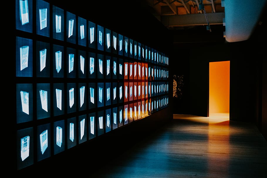 opened door, flooring, lighting, corridor, wood, hardwood, electronics HD wallpaper