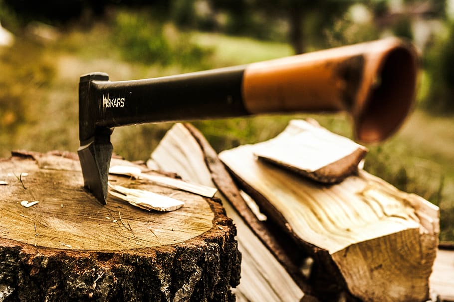 axe, wood, cut, wood - material, tree, timber, log, close-up HD wallpaper
