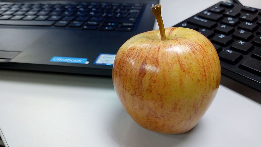 apple, computer, fruit, red, healthy, fresh, mature, vitamins HD wallpaper