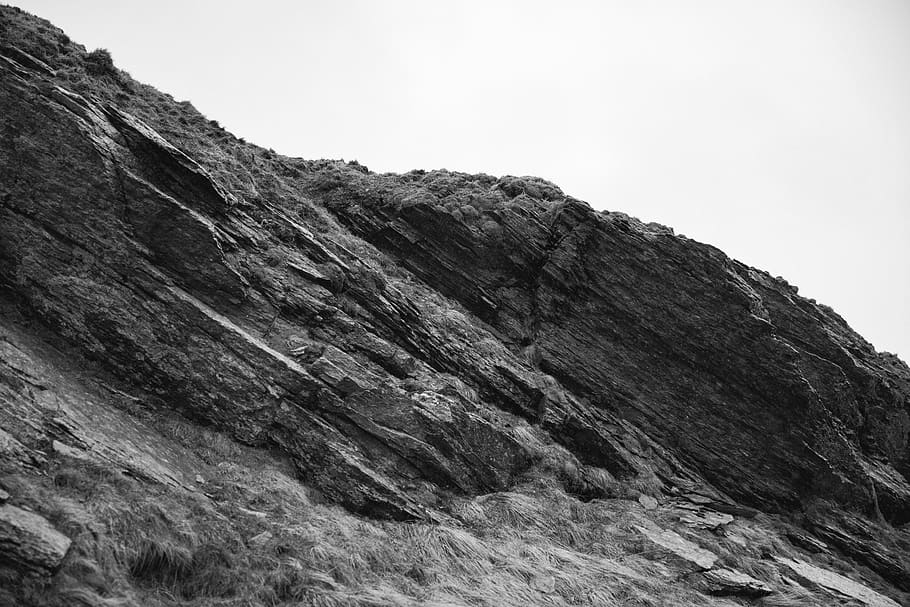 rock, black and white, bw, structure, nature, mountain, stone HD wallpaper