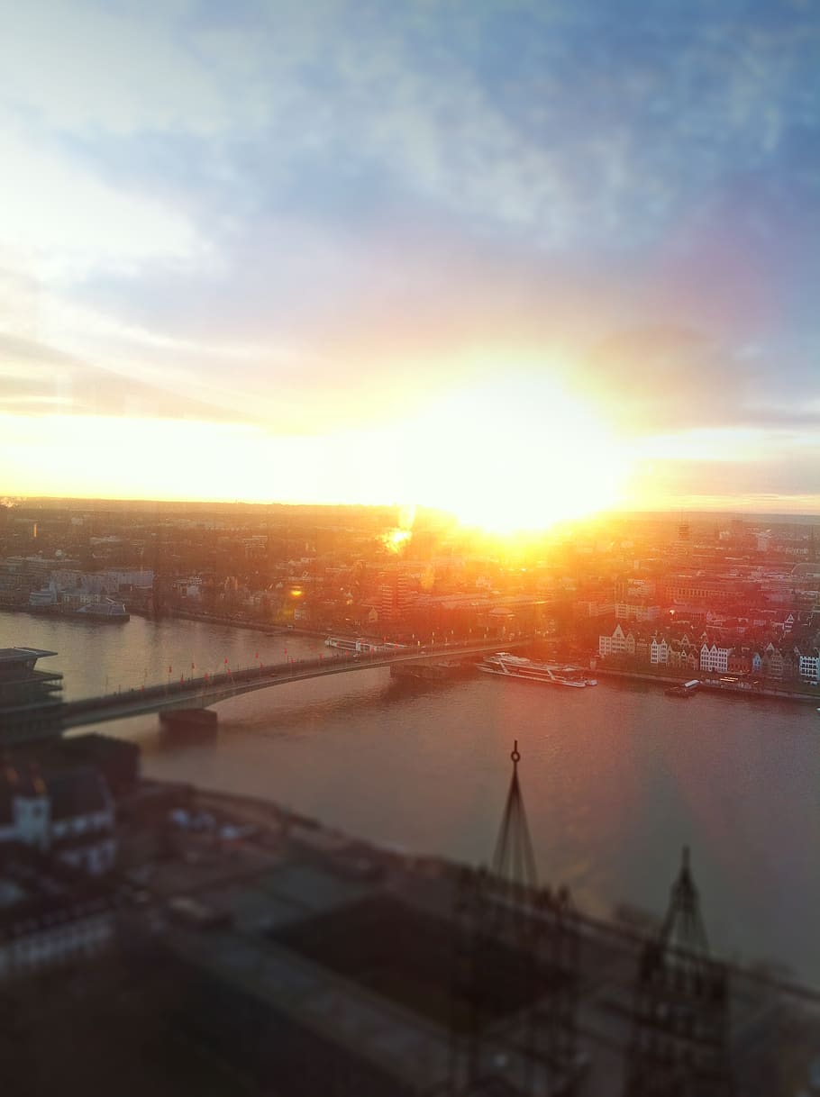 cologne, germany, sunset, explosion, kaboom, sky, architecture HD wallpaper