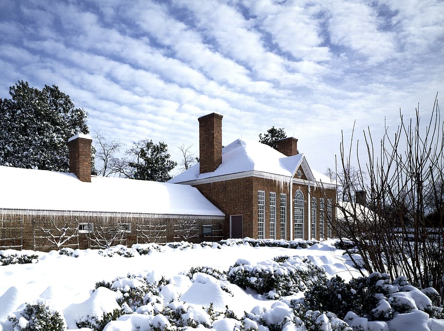 garden, house, snow, winter, mount vernon, estate, george washington, HD wallpaper