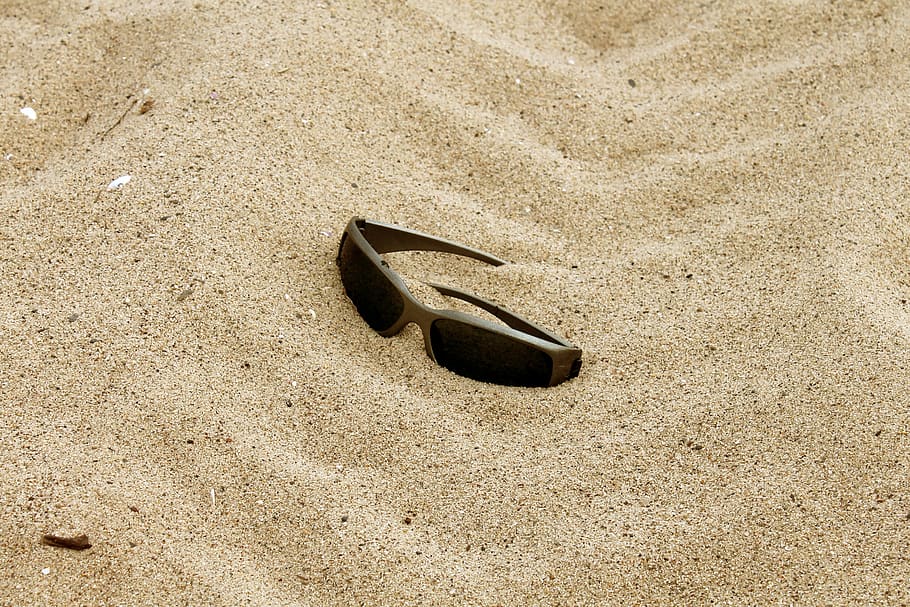 beach, sand, sunglasses, land, high angle view, no people, nature HD wallpaper