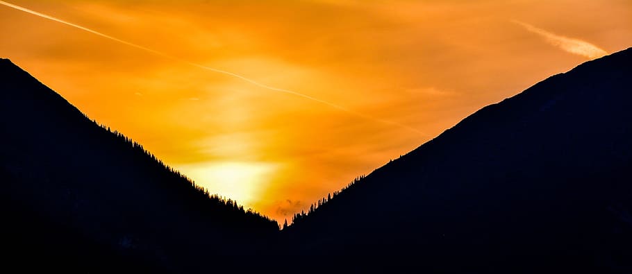 Landscape, mountain, sunset, silhouette, beauty in nature, sky HD wallpaper