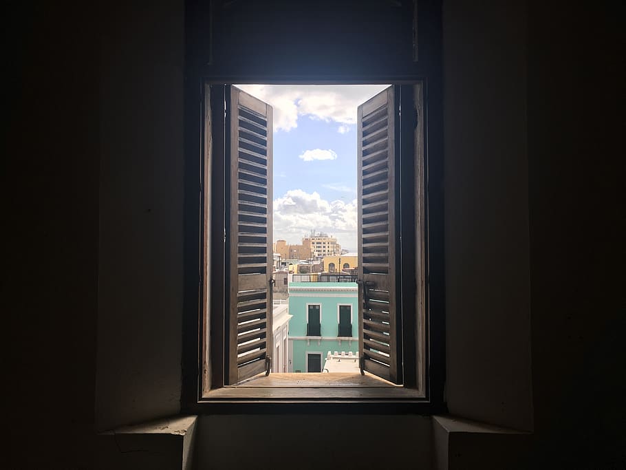 home decor, curtain, window shade, shutter, city, san jaun HD wallpaper
