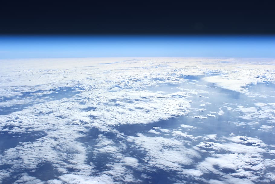 earth, clouds, world, horizon, stratosphere, lake, cloud - sky HD wallpaper