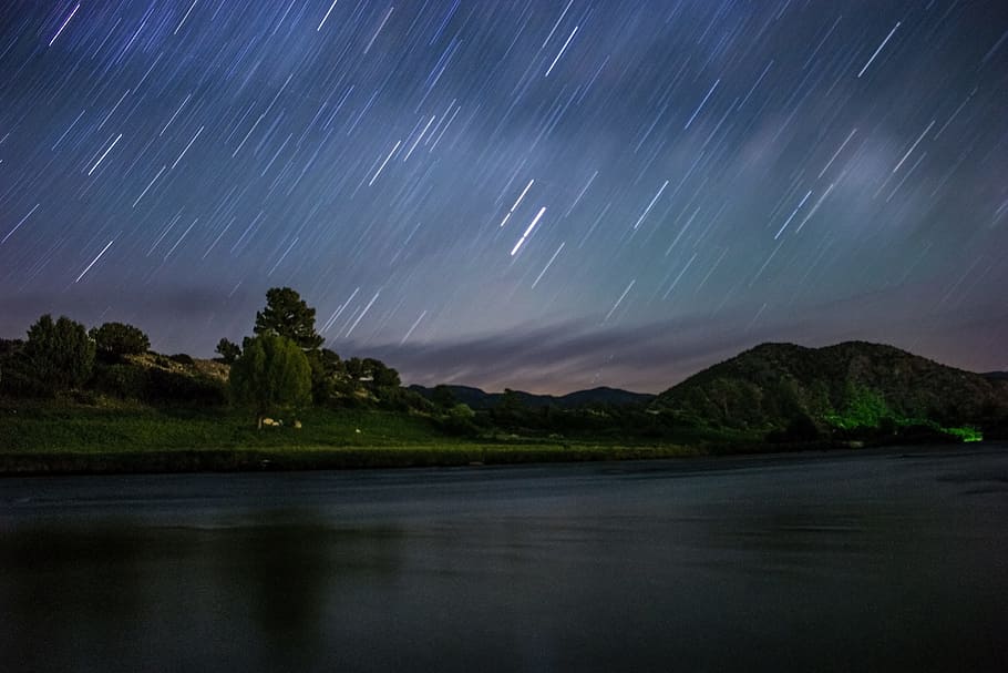 time lapse of stars, sky, long exposure, trail, astrophotography HD wallpaper