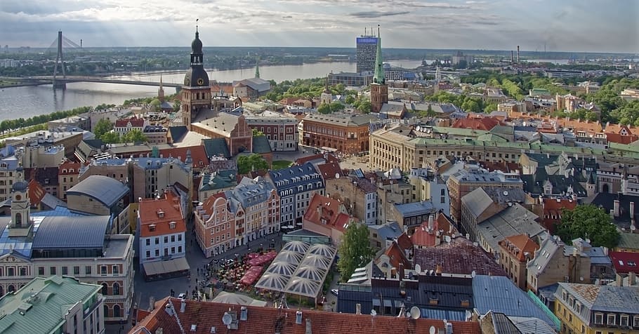 latvia, riga, daugava, river, historic center, architecture HD wallpaper