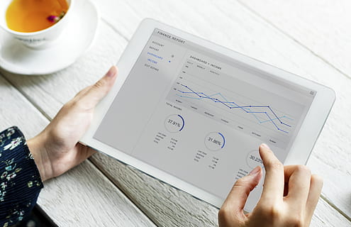 Person Holding White Ipad, analysis, chart, cup, data, device HD wallpaper