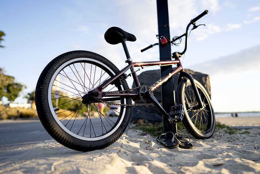 black BMX bike, transportation, vehicle, bicycle, machine, wheel HD wallpaper