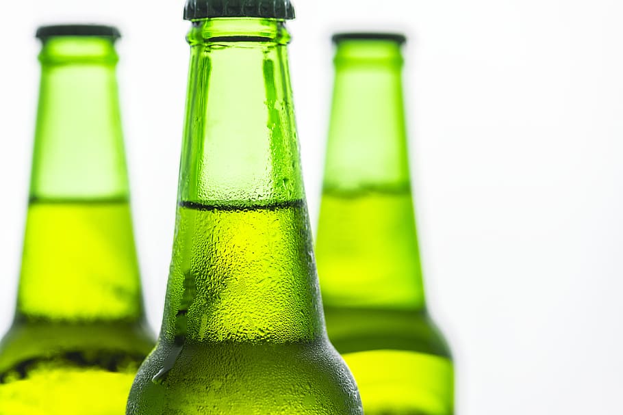 Selective Focus Photography of Three Bottles, beverage, blur, HD wallpaper