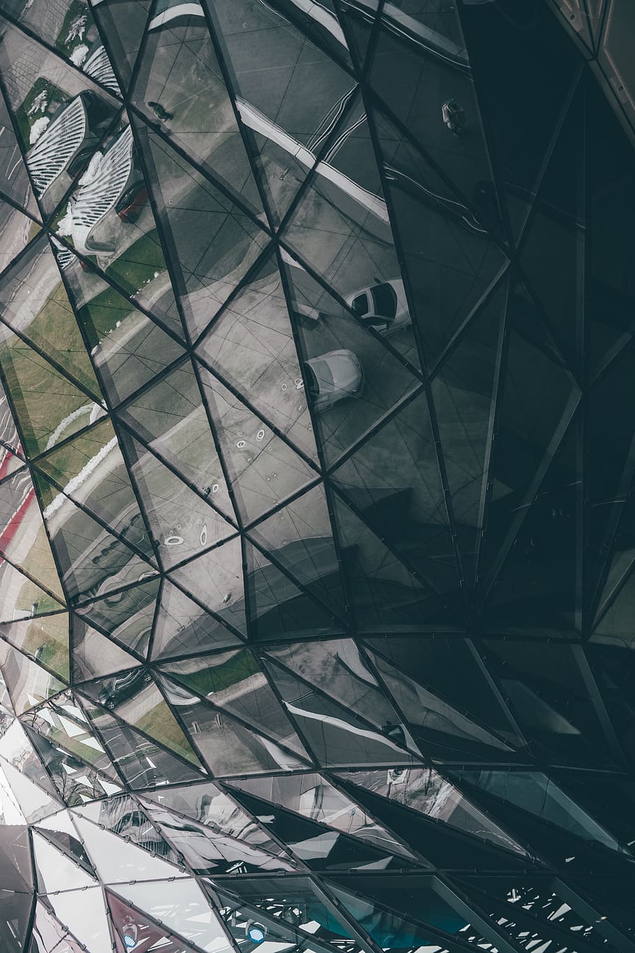 Reflections On A Glass Building, abstract, architectural design HD wallpaper