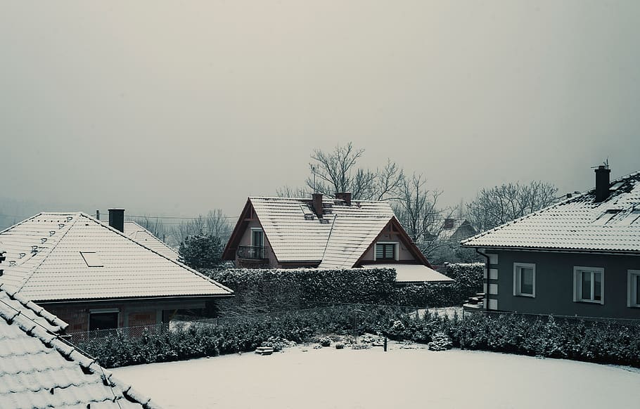 poland, snow, cold, winter, white, houses, architecture, built structure HD wallpaper