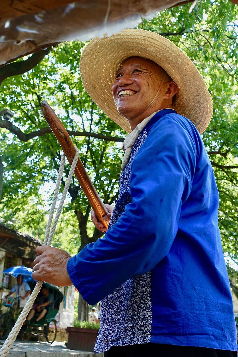 HD wallpaper: boatman, asian, oarsman, canal, transport, water, blue ...