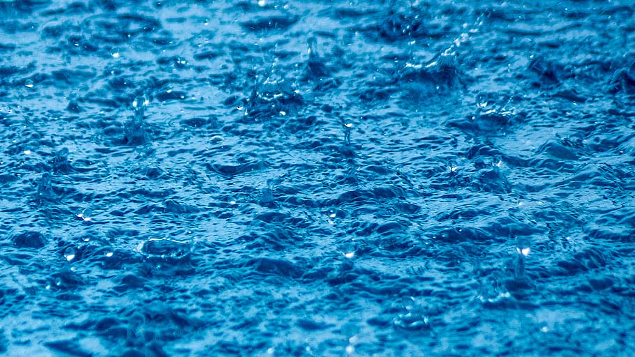 rain, the water surface, rough, blue, drop, the tropics, full frame HD wallpaper