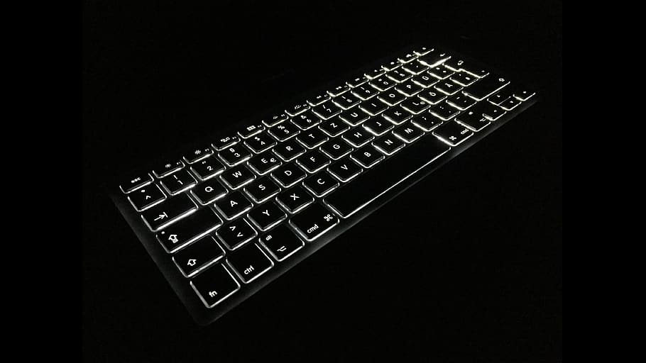 black and white lighted keyboard, computer hardware, computer keyboard, HD wallpaper
