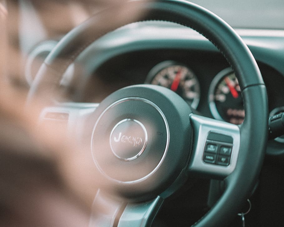 black Jeep steering wheel, moab, united states, car, interior HD wallpaper